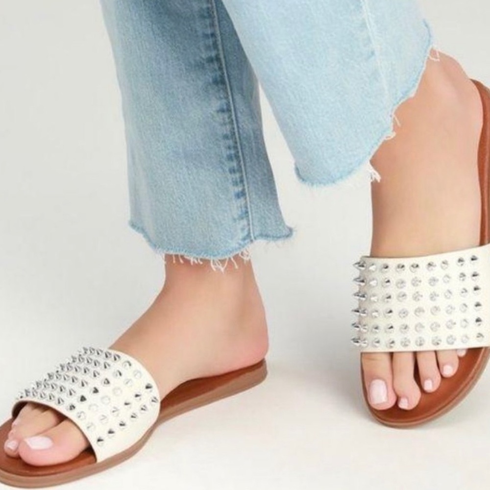 NWT White Spiked Strappy Sandal